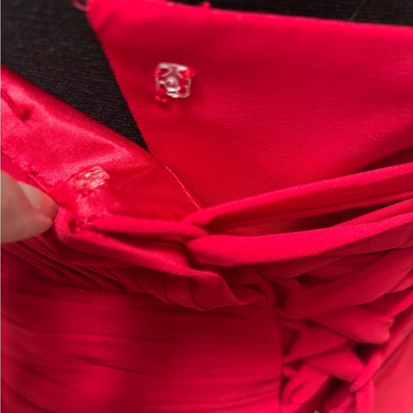 RED STRAPLESS SPECIAL OCCASION CORSET TIE UP FORMAL HOLIDAY SHORT DRESS SZ M - Picture 10 of 13